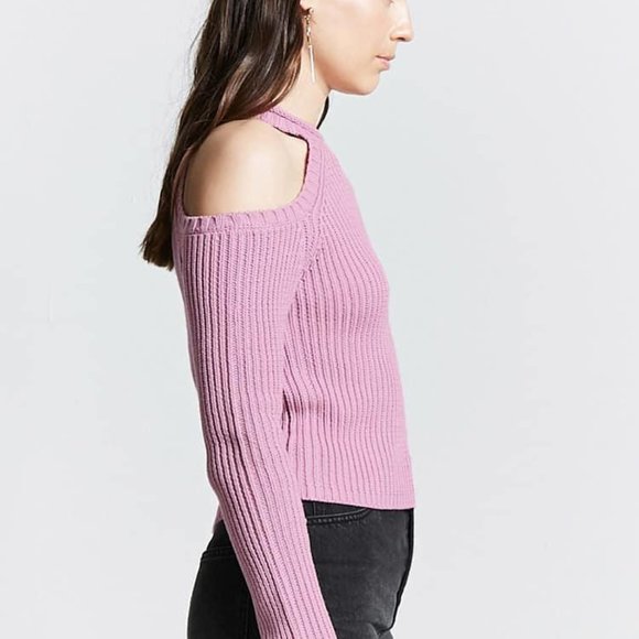 Forever 21 Ribbed Open-Shoulder Sweater S - Picture 2 of 2